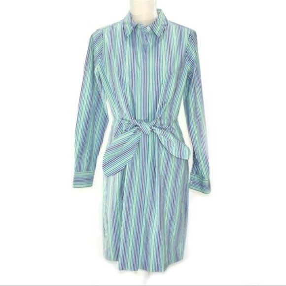 Calvin Klein Dresses & Skirts - Calvin Klein Striped Shirt Dress Tie Knot Front Long Sleeve Size 8
